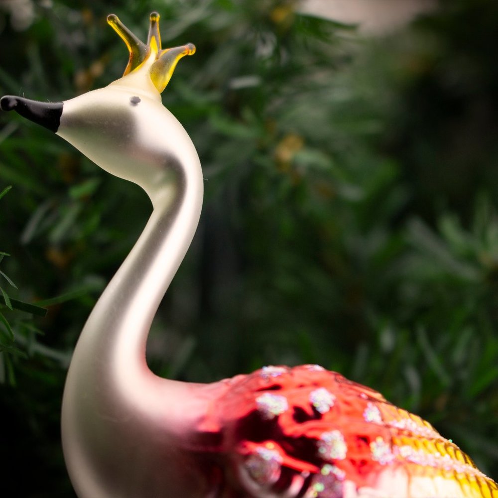 CLIP ON Swan Queen, Vintage Old World Christmas Glass Ornament